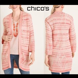 Chico’s EMBROIDERED STRIPED JACQUARD CARDIGAN
